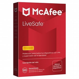 McAfee LiveSafe, Antivirus y seguridad en Internet, dispositivos ilimitados (Windows/Mac/Android/iOS), Suscripción de 1 año · McAfee · El Corte Inglés