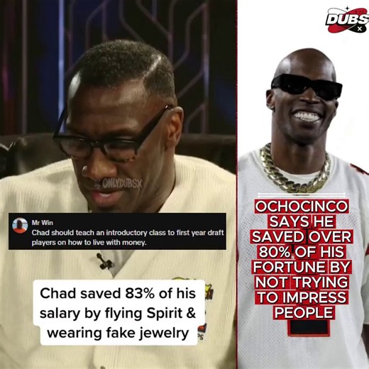Chad Ochocinco says he saved over 80% of his fortune by not trying to impress people, adding he buys fake jewelry, drives the same car since 2006, and flies economy instead of private 👀📷 "Everybody is caught up in image." "Why buy a $50,000 watch when time is free?"