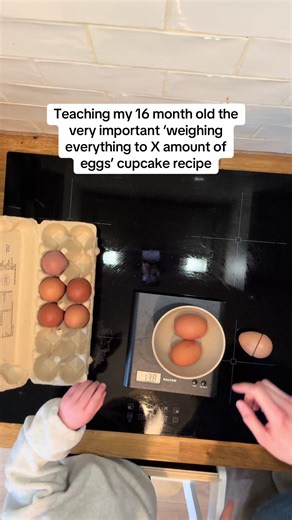 Perfect Cupcake Recipe for Kids: Weighing Ingredients with Eggs
