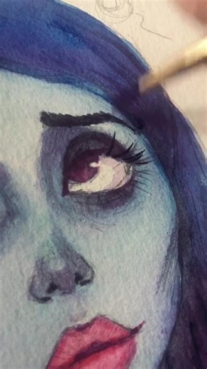 Emily Corpse Bride Watercolor Painting | Tim Burton Artwork