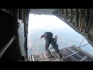 WATCH: US Navy 'Leap Frogs parachute team jumps out of a C-130 Hercules