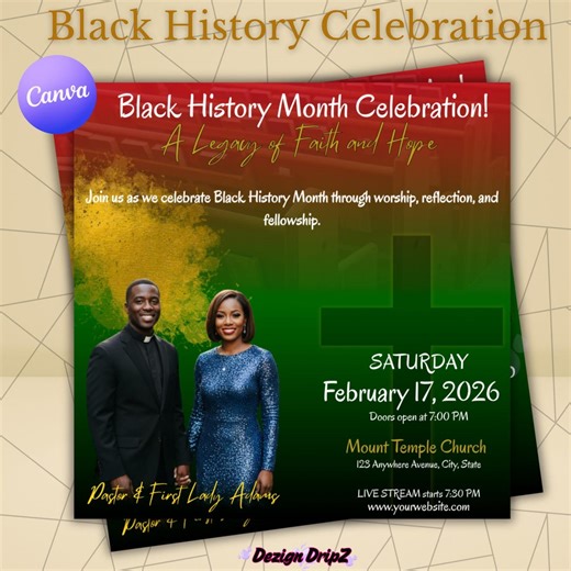 Black History Month Church Program Template | BHM Celebration| Editable Canva Flyer (digital Download) - Etsy