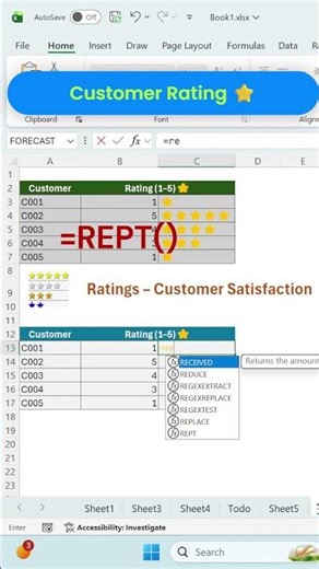 How to insert customer rating excel trick #computer #excelshortcuts #hilights #Productivity #symbol