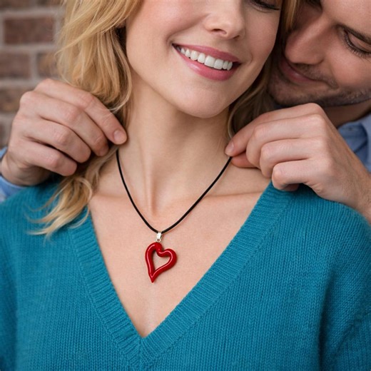 Two Life Lines One Heart Necklace: Handmade Red Heart Pendant for Valentine’s Day - Etsy