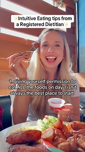 Save for intuitive eating tips ❤️ Be sure to listen to my podcast @dcr.podcast where I go way more in depth about intuitive eating & healing your relationship with food!! Available on Apple, Spotify, wherever you listen to your podcasts.🎙️🎧 | Bonnie, RD