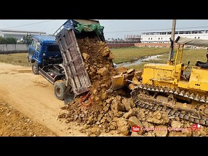 Incredible Bulldozer rescue - Extreme dump truck fly back unloading, Deep heavy recovery operation