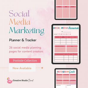 Social Media Planner & Tracker | Content Organizer | Digital Marketing Organizer | Instant Download Printable | Poolside Collection - Etsy