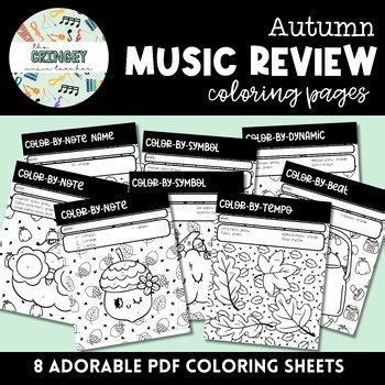 MUSIC REVIEW COLORING PAGES | Autumn- themed