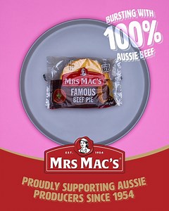 A #MrsMacs Famous Beef pie tastes so good because it’s bursting with nothing but 100% Aussie beef! #SatisfyinglySimple | Mrs Mac's