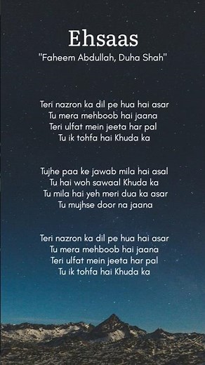 Ehsaas (lyrics) - Faheem Abdullah, Duha Shah #songlyrics #lyrics #ehsaas #faheemabdullah #viral