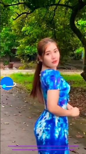 အပြာရောင်ချည်ထည်အလှ | Elegant Blue Burmese Traditional Dress