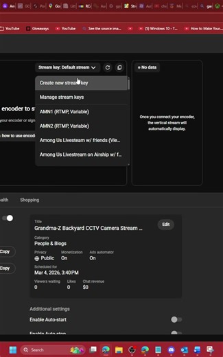 How to create a new stream key in YouTube Studio
