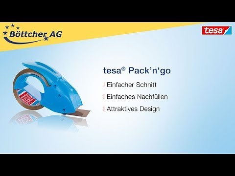 Tesa Packbandabroller 51112 Pack n Go blau, für Packbänder bis 50 mm x 66 m