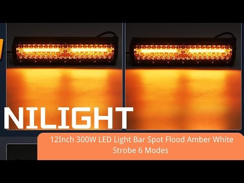 Nilight 12” LED Light Bar (300W) Amber/White/Strobe 6 Modes + Memory | Beam Demo + Wiring Install