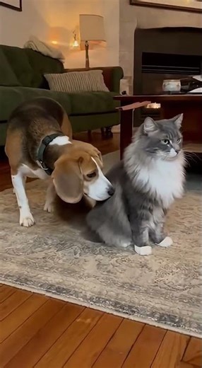 Dog Learns a Lesson After Sniffing Cat