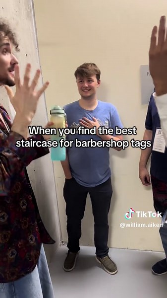 Barbershop Quartet Singing on the Staircase Heights