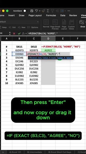 How to Compare Two Columns in Excel (Exact Match Formula) | Intermediate Excel 201