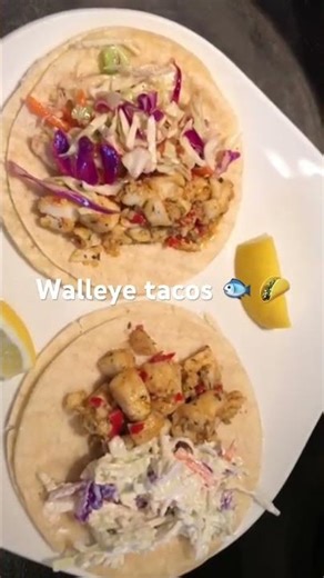 Walleye fish tacos 🐟🌮 🐟 #cook #walleye #tacos #tortilla #scavooutdoors #huntfishcook