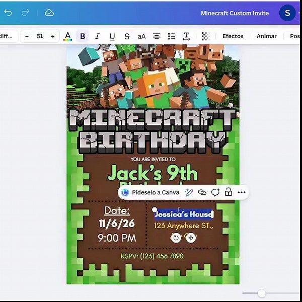 Minecraft Birthday Invitation, Minecraft Invite, Minecraft Invitation Template, Editable Canva Template, Game Birthday - Etsy