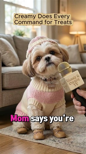 Smart Shih Tzu Does Sit, Spin, Paw & Down for Treats 😂 | Creamy Dog Tricks