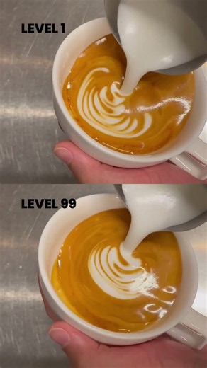 Latte Art Swan: Level 1 VS Level 99 #shorts #latteart #tutorial #tips