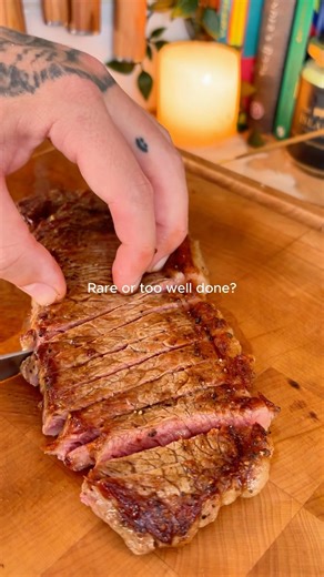 Is it rare or too over cooked? 😬 #steak #fyp