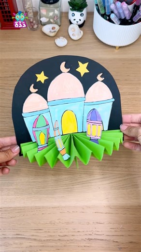 طريقة سهلة جدًا وبسيطة لصناعة مسجد بالورق الملون #creativeideas #papercraft #ramadan