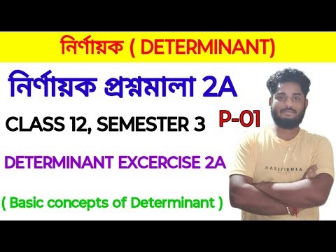 DETERMINANT Excercise 2A | নির্ণায়ক প্রশ্নমালা 2A | ক্লাস 12 SEMESTER 3