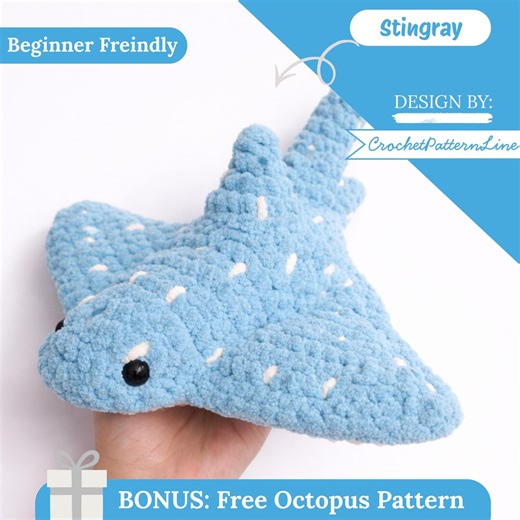 Stingray Crochet Pattern PDF – Beginner Amigurumi Sea Animal Digital Download - Etsy