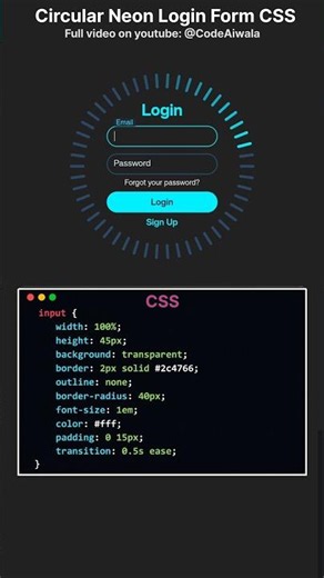 #css #tech #ui Neon Glow Circular Login Form Using HTML & CSS | Modern UI Design 🔥 #webdevelopment