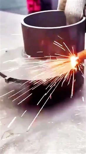 Red marker guides pipe marking precise cut