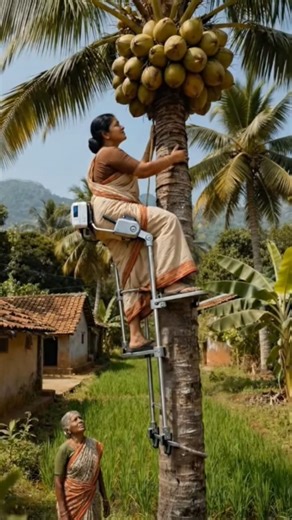 🚀 Future Tech Coconut Harvester! Women Climbs Tree with Robotic Leg Assist 🤖🌴