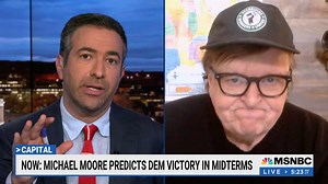 "There's more of us than there are of them": Michael Moore joins Ari Melber to discuss the midterms, predicting a Democratic sweep. https://on.msnbc.com/3sYrCcY | MS NOW