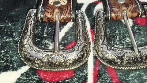 Handmade Tooled Leather Western Belt: Floral Engraved Design & Silver Removeable Buckle - Etsy