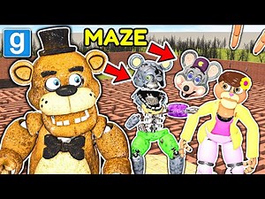 BRAND NEW CHUCK E CHEESE FNAF NPC MAZE RUN CHALLENGE! - GMOD FNAF