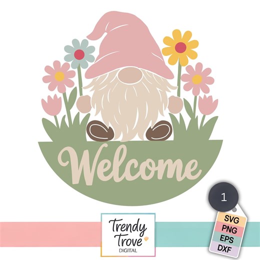 Spring Gnome Welcome SVG: Floral Garden Sign Cut File for Cricut & Silhouette - Etsy