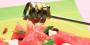 Watermelon with feta and honey