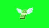 Money Wings Flying Symbol Emoji Animated on a Green Screen Background