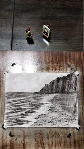 Serenity at Sea: A Beginner’s Charcoal Study