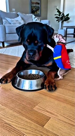 Chihuahua in Superman Costume Barks at Rottweiler | Gets One Push | Instant Silence 😂
