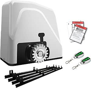 TOPENS RK1100T Automatic Sliding Gate Opener Rack Drive Electric Gate Motor for Heavy Driveway Slide Gates Up to 2800 Pounds, Security Gate Operator AC Powered with Nylon Gear Rack and Remote Control