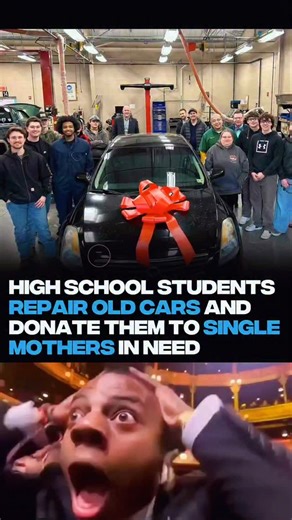 bollymedia_official on Instagram: "In a small high school auto shop, a group of students decided their class project could mean more than just a grade. Using donated, broken-down vehicles, they spent months after school diagnosing problems, turning wrenches, and learning real-life skills hands-on. What started as an automotive lesson quickly became something bigger when the students chose to give the repaired cars away instead of selling them — placing bright red bows on vehicles they brought ba