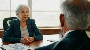 Elderly Boss Interviews Woman for Secretarial Position Generative AI
