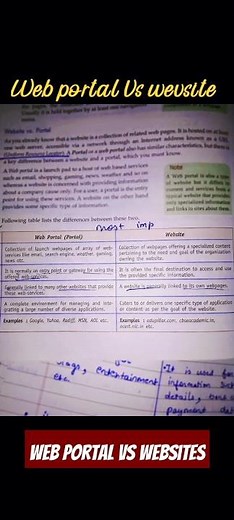 Webportal VS website #class 10 (computer) Code: 165