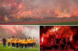 Galatasaray training session turned into cauldron of fire as 42,000 fans turn up with flares
