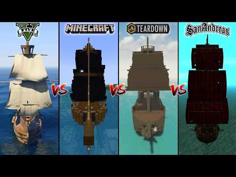 GTA 5 Pirate Ship vs Minecraft vs Teardown vs GTA San Andreas - WHICH IS BEST?
