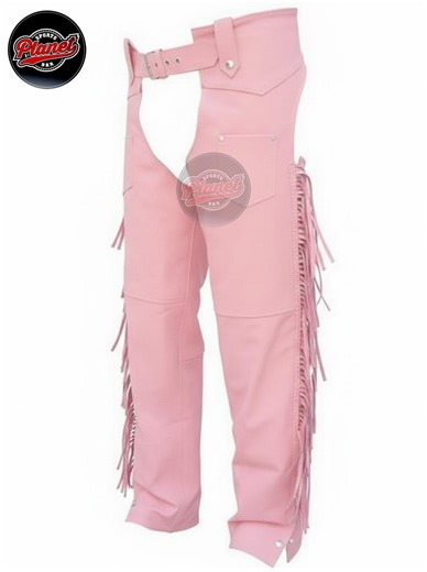 Pink Leather Motorcycle Chaps: Western Style chap - Women's All Sizes