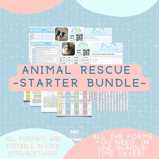Animal Rescue Starter Templates, Volunteer and Adoption Forms (digital Download) - Etsy