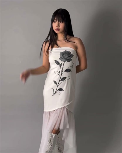 【ITEM】Gothic rose tulle docking one piece (66745005)