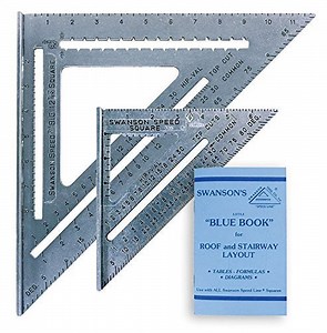 Swanson Tool Co Value Pack Includes 1 each Solid Aluminum 7 inch and 12 inch Speed Squares and Blue Book, Model SW1201K
